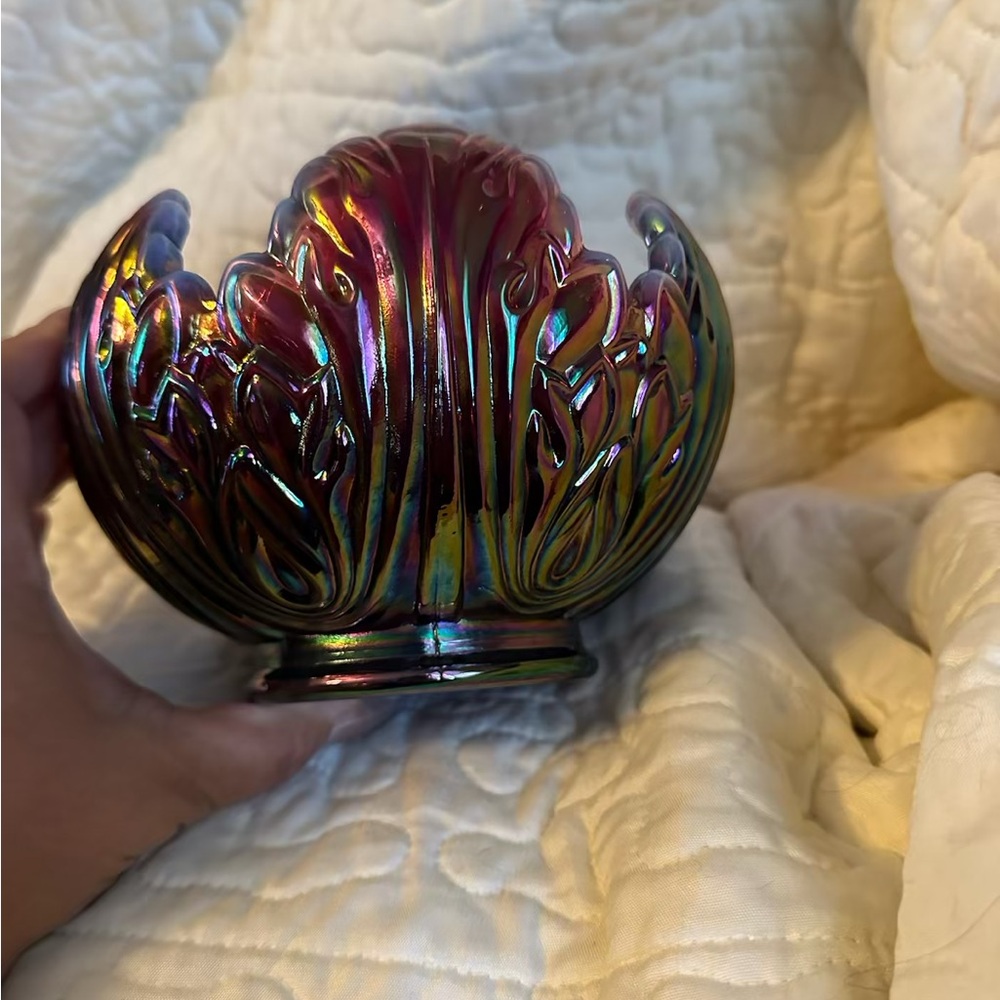 Fenton iridescent glass candy or trinket bowl